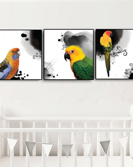 Avian Symphony: Abstract Watercolor Bird Canvas Poster 