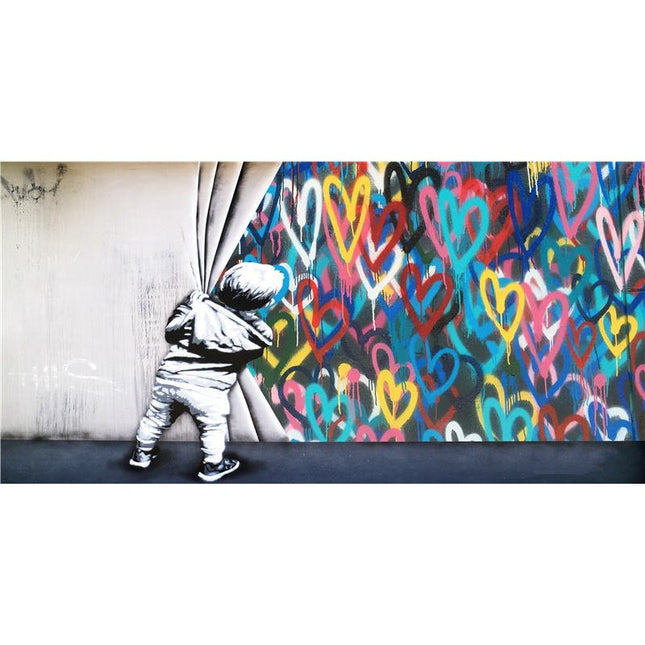 Banksy Boy and Love Graffiti Canvas Print - Street Art Vibe for Your Space