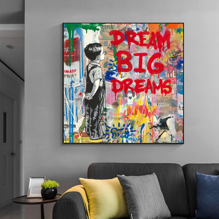 Colorful Pop of Art: Banksy Pop Street Boy Dream - Gallerie Canvas