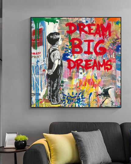 Colorful Pop of Art: Banksy Pop Street Boy Dream - Gallerie Canvas