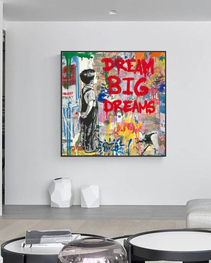 Colorful Pop of Art: Banksy Pop Street Boy Dream - Gallerie Canvas