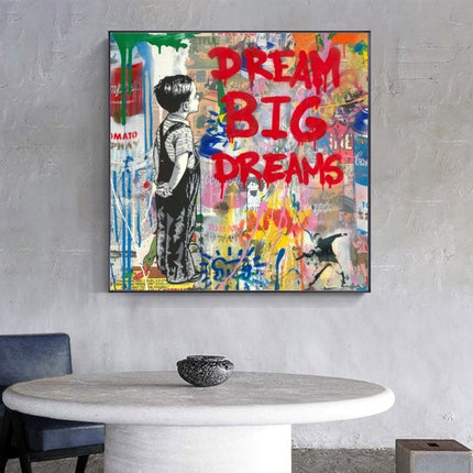 Colorful Pop of Art: Banksy Pop Street Boy Dream - Gallerie Canvas