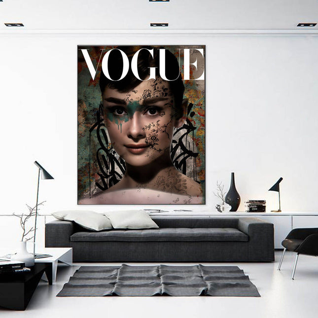 Beauties Forever - Audrey Hepburn Vogue Art Canvas Poster Wall Poster