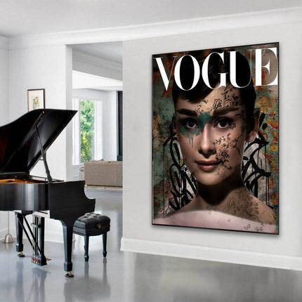 Beauties Forever - Audrey Hepburn Vogue Art Canvas Poster Wall Poster