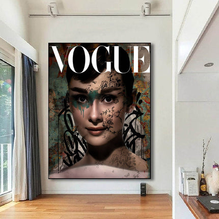 Beauties Forever - Audrey Hepburn Vogue Art Canvas Poster Wall Poster