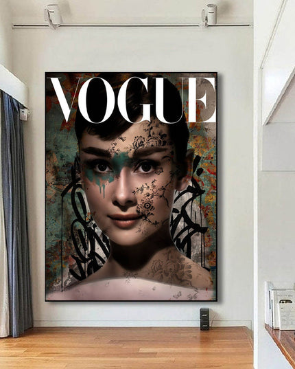 Beauties Forever - Audrey Hepburn Vogue Art Canvas Poster Wall Poster