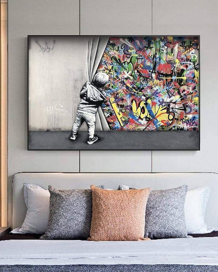 Behind the Curtain Graffiti Art - Bold and Eye-Catching Wall Poster