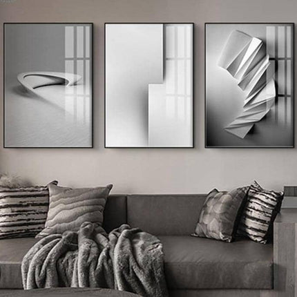 Bold Black & White Geometry Wall Art - Artistic Canvas Print
