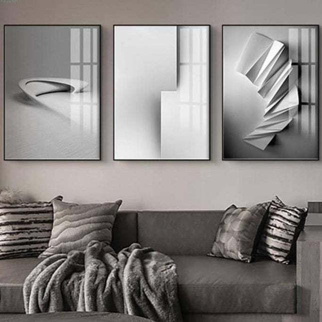 Bold Black & White Geometry Wall Art - Artistic Canvas Print