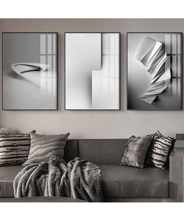 Bold Black & White Geometry Wall Art - Artistic Canvas Print