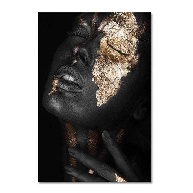 Bold Gold Foil African Lady Wall Art - Vibrant Canvas Print