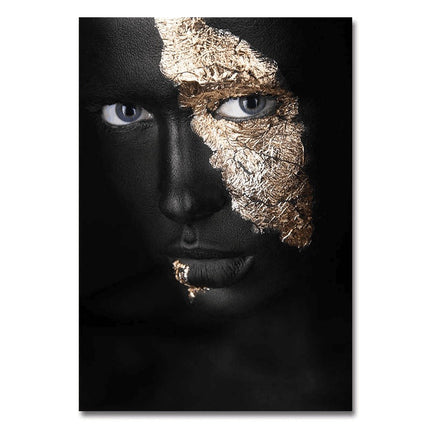 Bold Gold Foil African Lady Wall Art - Vibrant Canvas Print