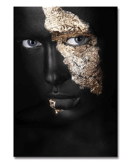 Bold Gold Foil African Lady Wall Art - Vibrant Canvas Print