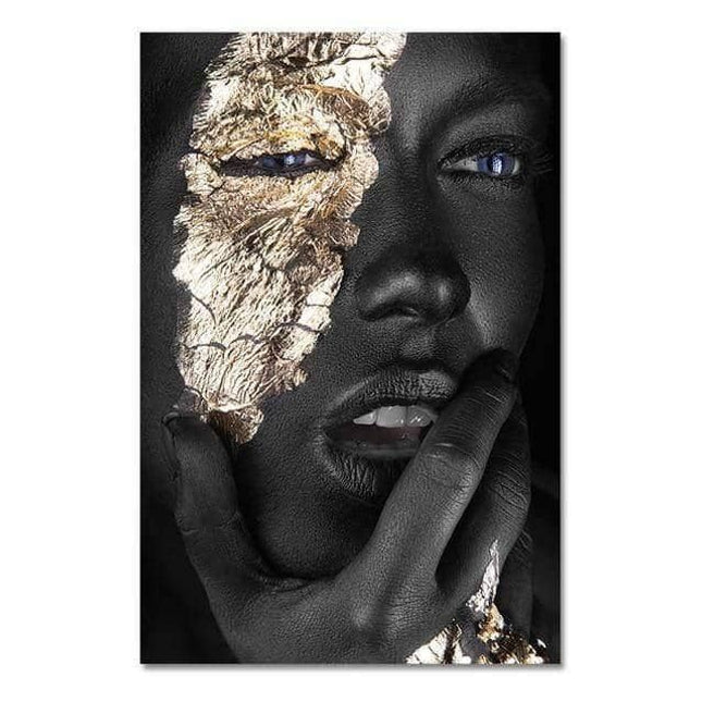 Bold Gold Foil African Lady Wall Art - Vibrant Canvas Print