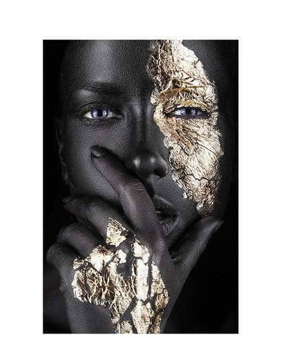 Bold Gold Foil African Lady Wall Art - Vibrant Canvas Print