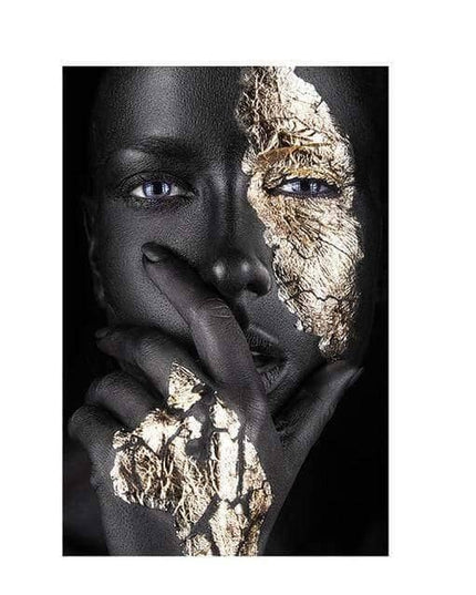 Bold Gold Foil African Lady Wall Art - Vibrant Canvas Print