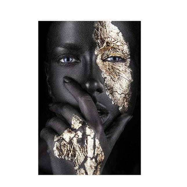 Bold Gold Foil African Lady Wall Art - Vibrant Canvas Print