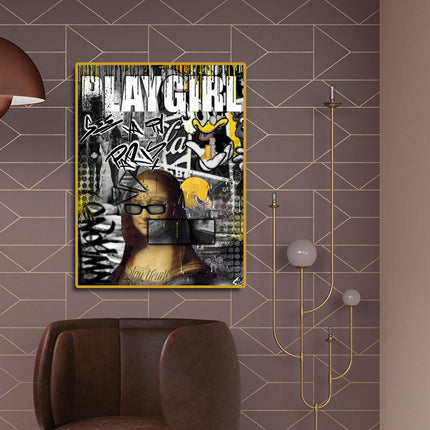 Bonjour Paris Play Girl Art Poster - Parisian Charm Printed on Canvas