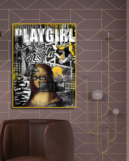 Bonjour Paris Play Girl Art Poster - Parisian Charm Printed on Canvas