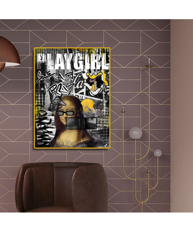 Bonjour Paris Play Girl Art Poster - Parisian Charm Printed on Canvas