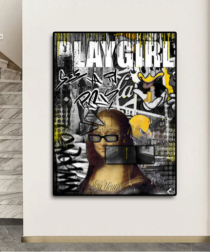 Bonjour Paris Play Girl Art Poster - Parisian Charm Printed on Canvas