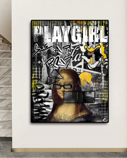 Bonjour Paris Play Girl Art Poster - Parisian Charm Printed on Canvas