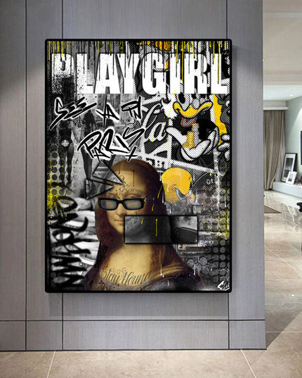 Bonjour Paris Play Girl Art Poster - Parisian Charm Printed on Canvas