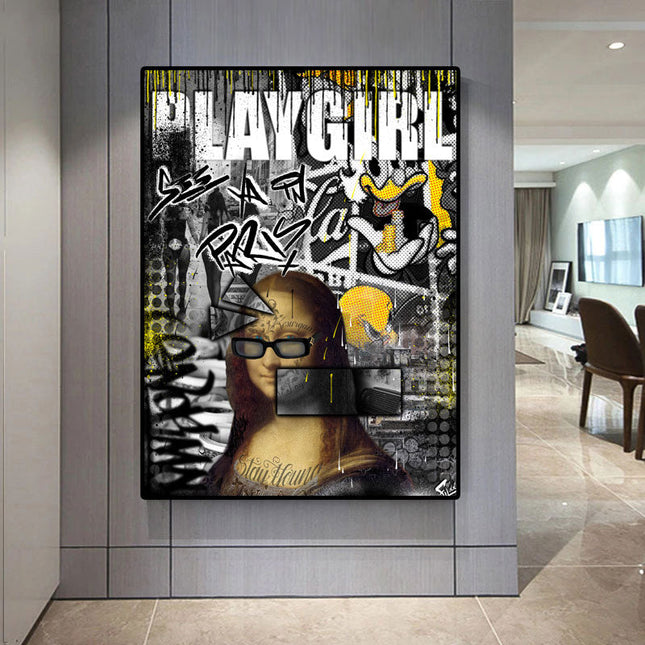 Bonjour Paris Play Girl Art Poster - Parisian Charm Printed on Canvas