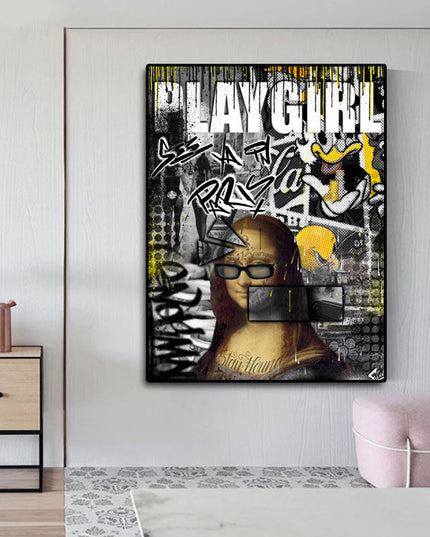 Bonjour Paris Play Girl Art Poster - Parisian Charm Printed on Canvas