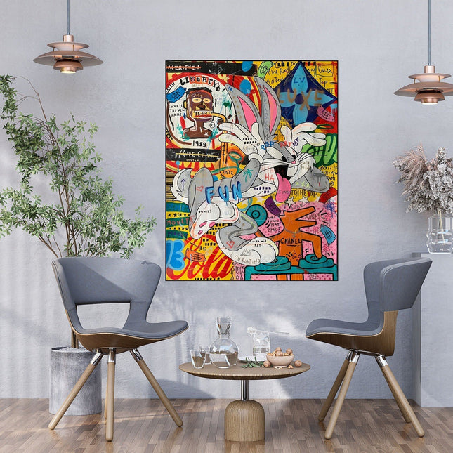 Bugs Bunny Pop-Art Poster - Colorful Cartoon Wall Decor Wall Poster