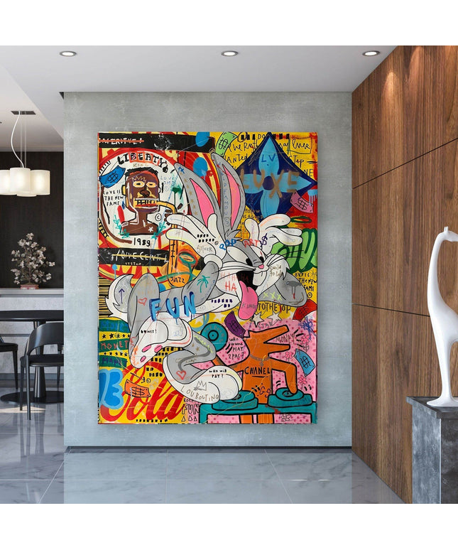 Bugs Bunny Pop-Art Poster - Colorful Cartoon Wall Decor Wall Poster