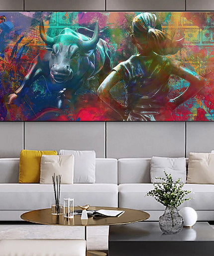 Bull vs Girl Wall Poster