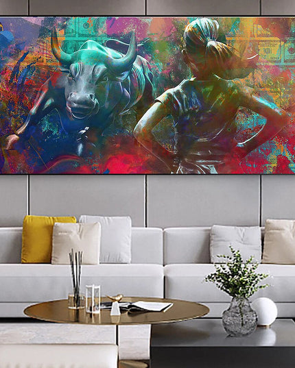 Bull vs Girl Wall Poster