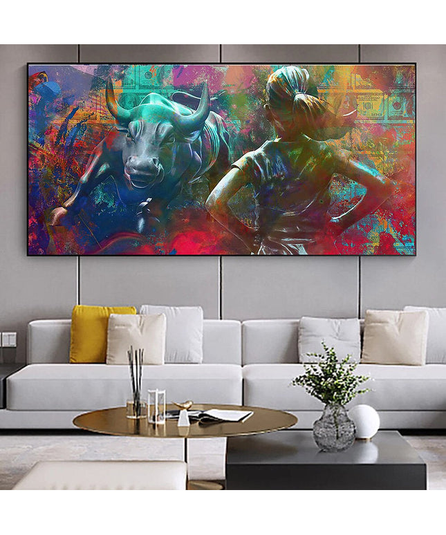 Bull vs Girl Wall Poster