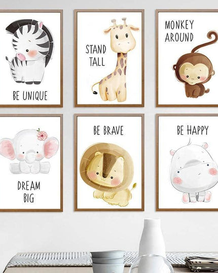 Cartoon Animals Canvas Print - Cute & Playful Wall Art