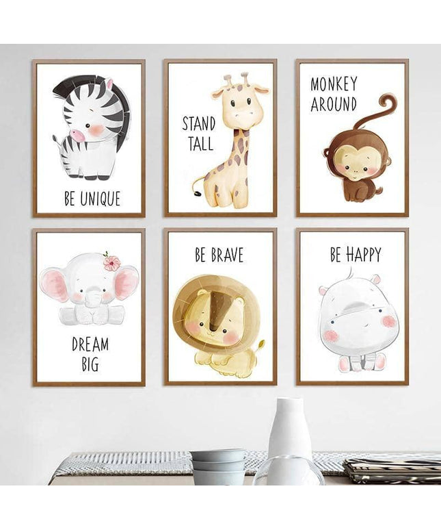 Cartoon Animals Canvas Print - Cute & Playful Wall Art