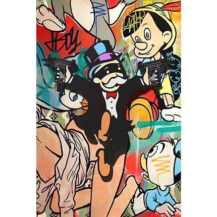 Cartoon Graffiti Art Wall Decor - Lively Colors for Your Wall