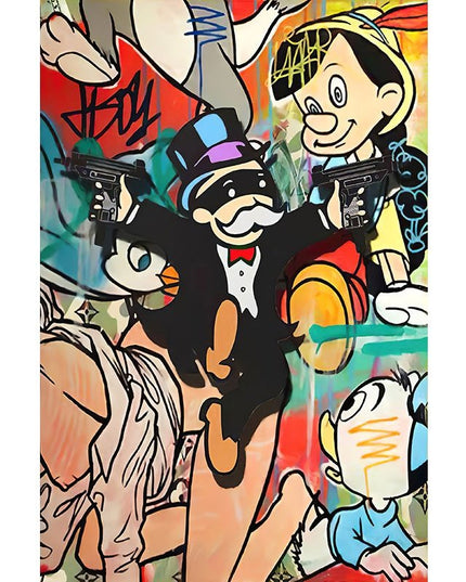 Cartoon Graffiti Art Wall Decor - Lively Colors for Your Wall