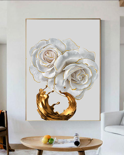 Chic Golden Bloom Canvas Print - Abstract & Artistic Wall Art for Your Home