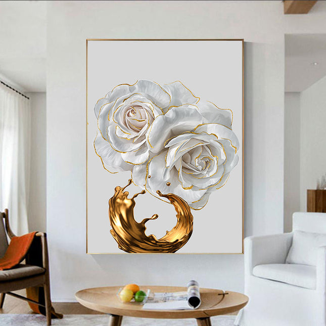 Chic Golden Bloom Canvas Print - Abstract & Artistic Wall Art for Your Home