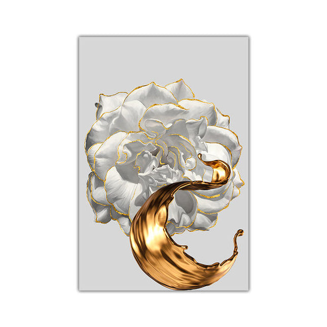Chic Golden Bloom Canvas Print - Abstract & Artistic Wall Art for Your Home
