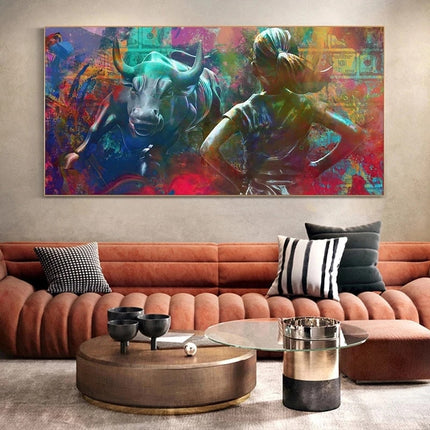Bull vs Girl Wall Poster