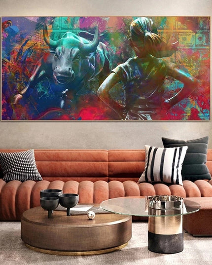 Bull vs Girl Wall Poster