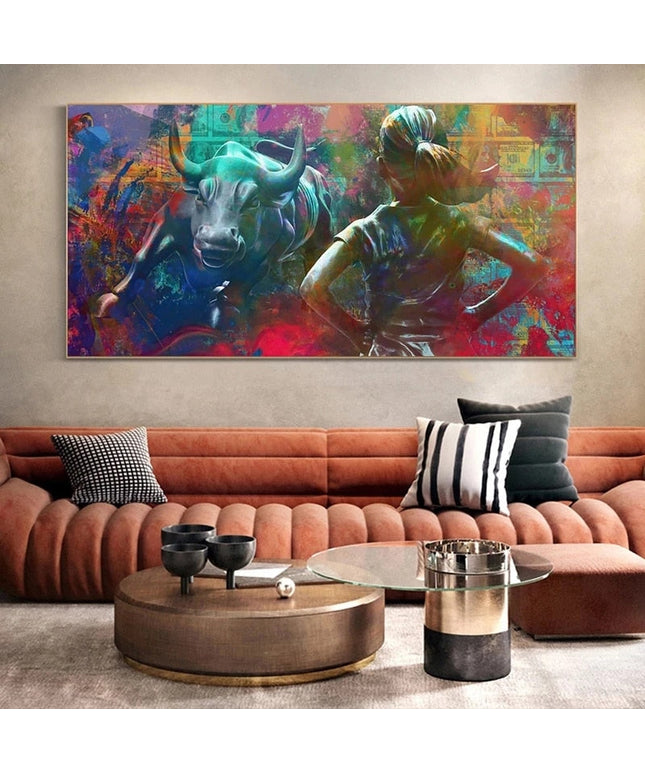 Bull vs Girl Wall Poster