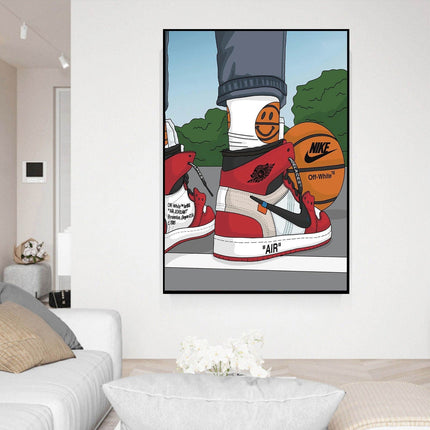 Classic Hoops: Nike Air Jordan 1 OG Sneaker Canvas Poster Wall Poster