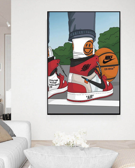 Classic Hoops: Nike Air Jordan 1 OG Sneaker Canvas Poster Wall Poster