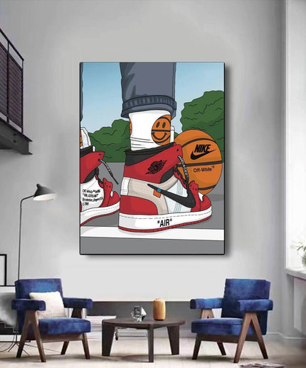 Classic Hoops: Nike Air Jordan 1 OG Sneaker Canvas Poster Wall Poster