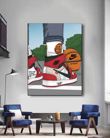 Classic Hoops: Nike Air Jordan 1 OG Sneaker Canvas Poster Wall Poster
