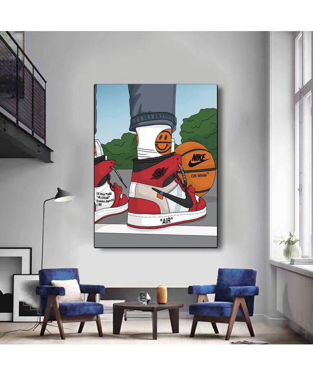 Classic Hoops: Nike Air Jordan 1 OG Sneaker Canvas Poster Wall Poster