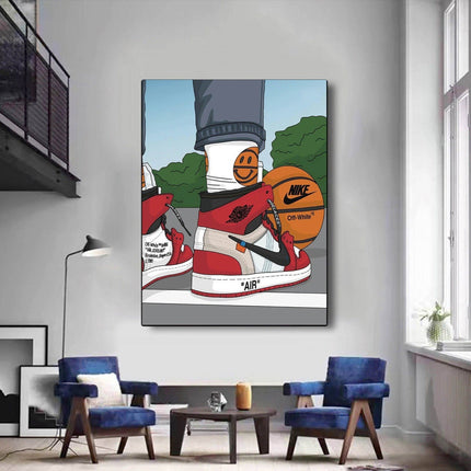 Classic Hoops: Nike Air Jordan 1 OG Sneaker Canvas Poster Wall Poster